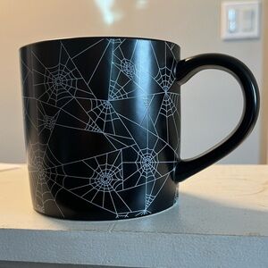 Black Mug with White Spiderweb Design